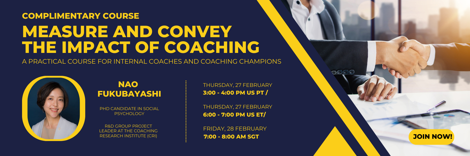 Measure and Convey the Impact of Coaching banner - gold - full size